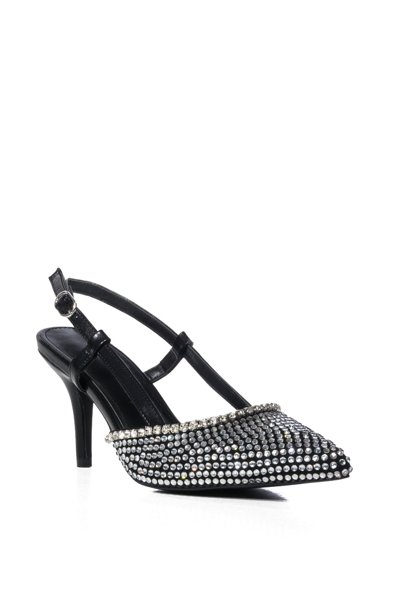 AZALEA WANG ON MY TAB EMBELLISHED SLINGBACK PUMP IN BLACK