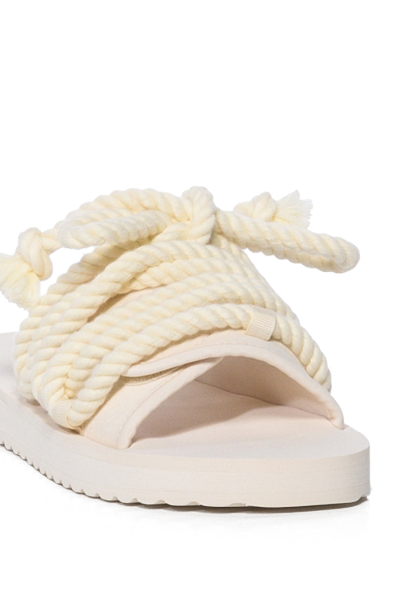 AZALEA WANG VICKI ROPE DECOR FLAT SANDAL IN BONE