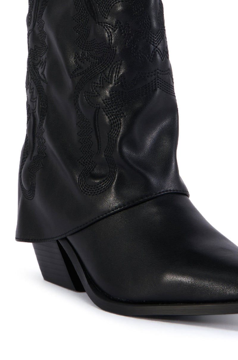 AZALEA WANG PORTABELLA BLACK WESTERN BOOTIE