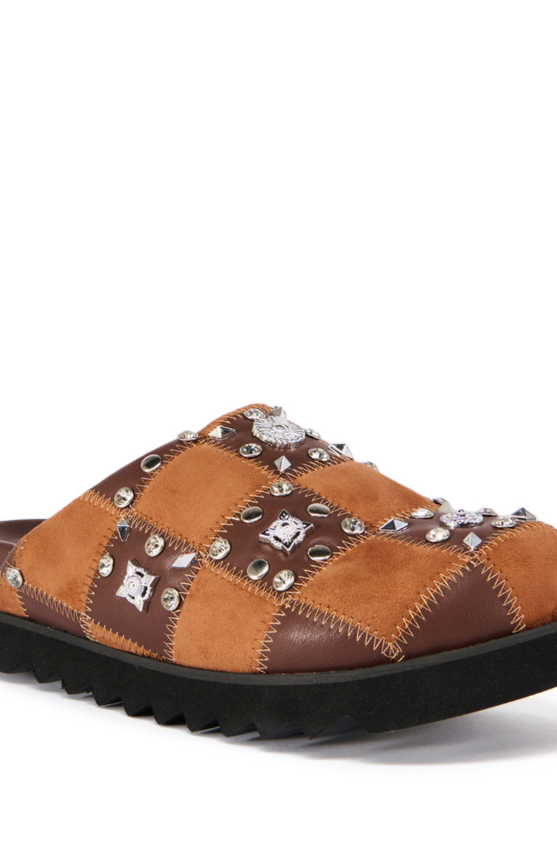 AZALEA WANG FISCHER TAN STUDDED SLIP ON FLAT