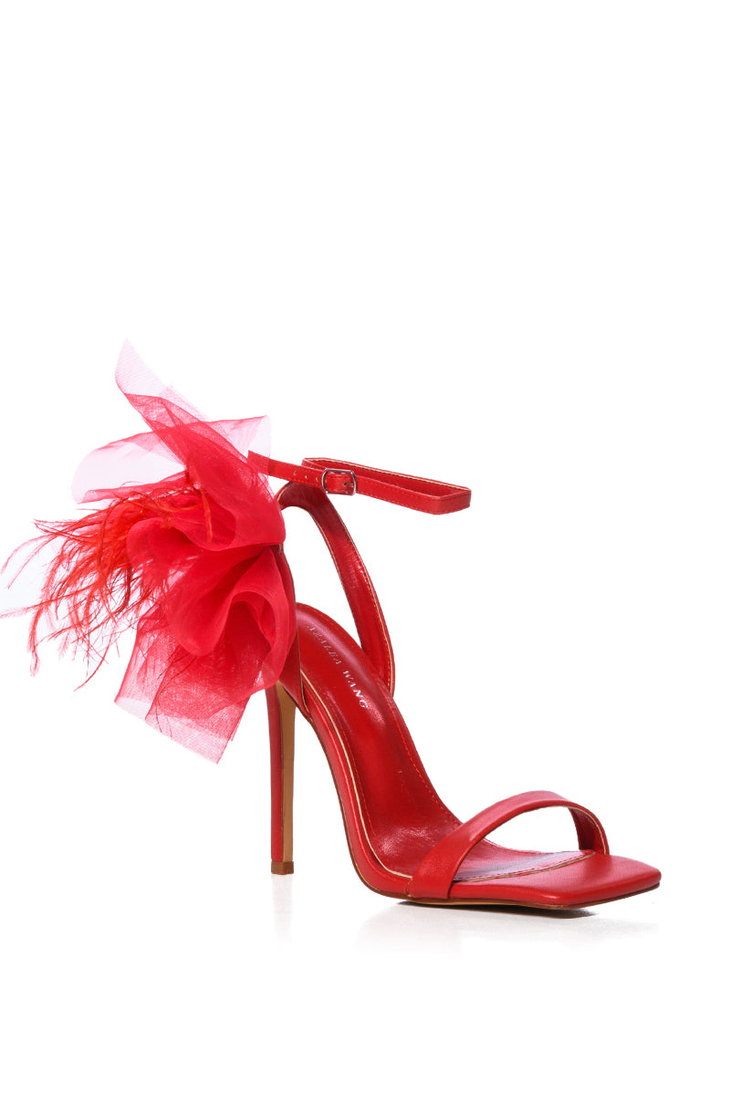 AZALEA WANG THORA RED TULLE ANKLE DETAIL SANDAL