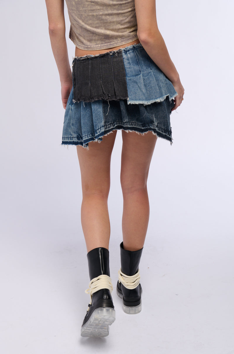 SO COMPLICATED MULTI DENIM MINI SKIRT