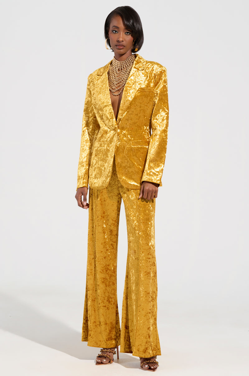 DRIPPING IN GOLD CRUSHED VELVET BLAZER