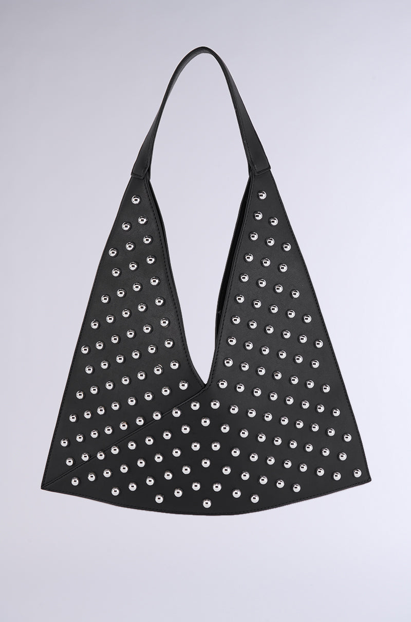ON THE TOWN STUDDED FAUX LEATHER TOTE