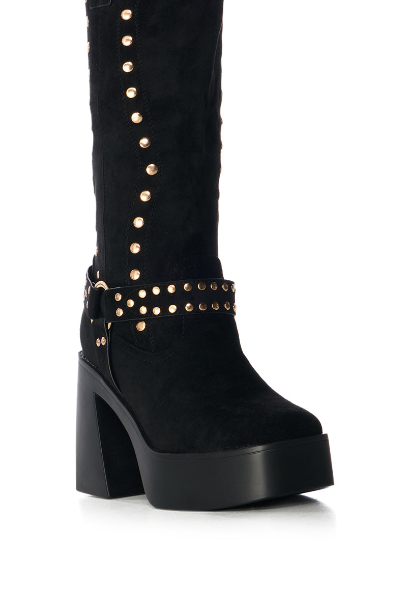 AZALEA WANG MUNA BLACK FAUX SUEDE BOOT