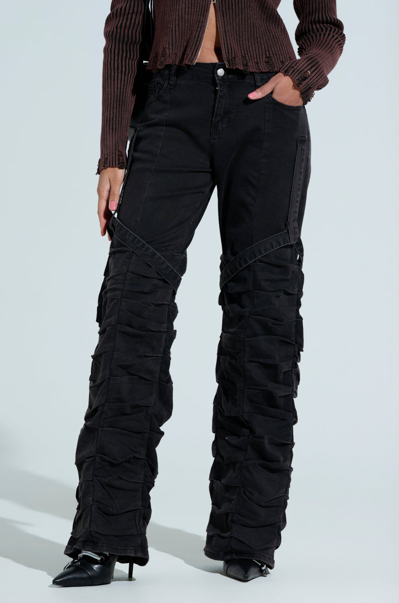 GOING CRAZY BLACK DENIM PANT WITH BUCKLE