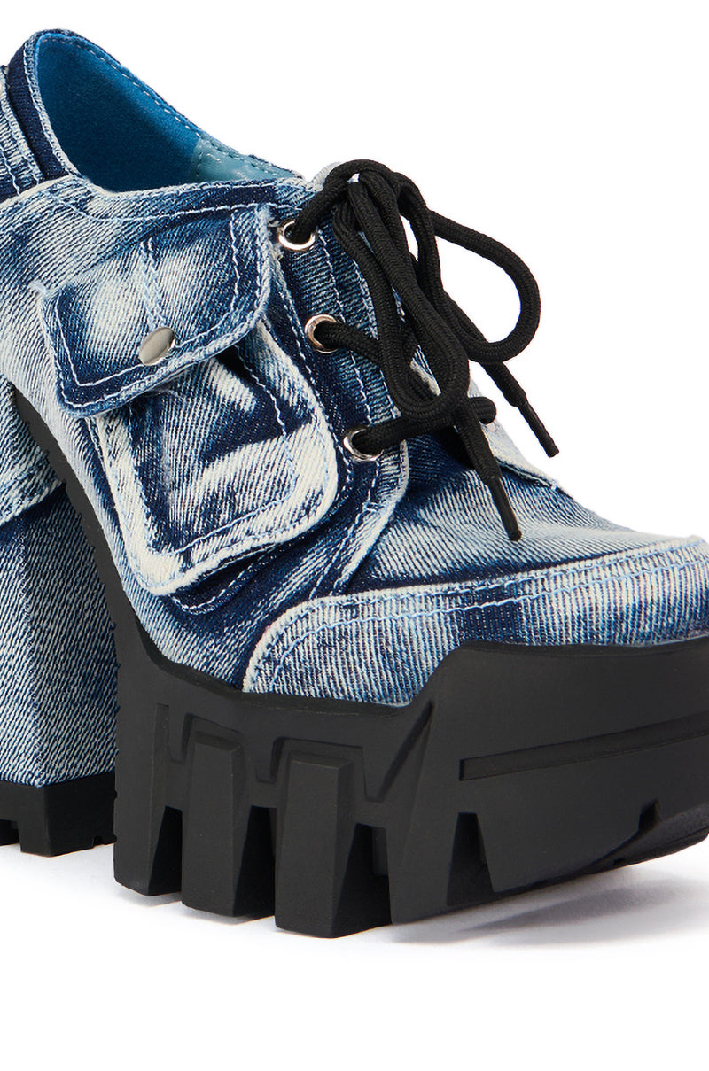 AZALEA WANG GALIDO DENIM CHUNKY PUMP