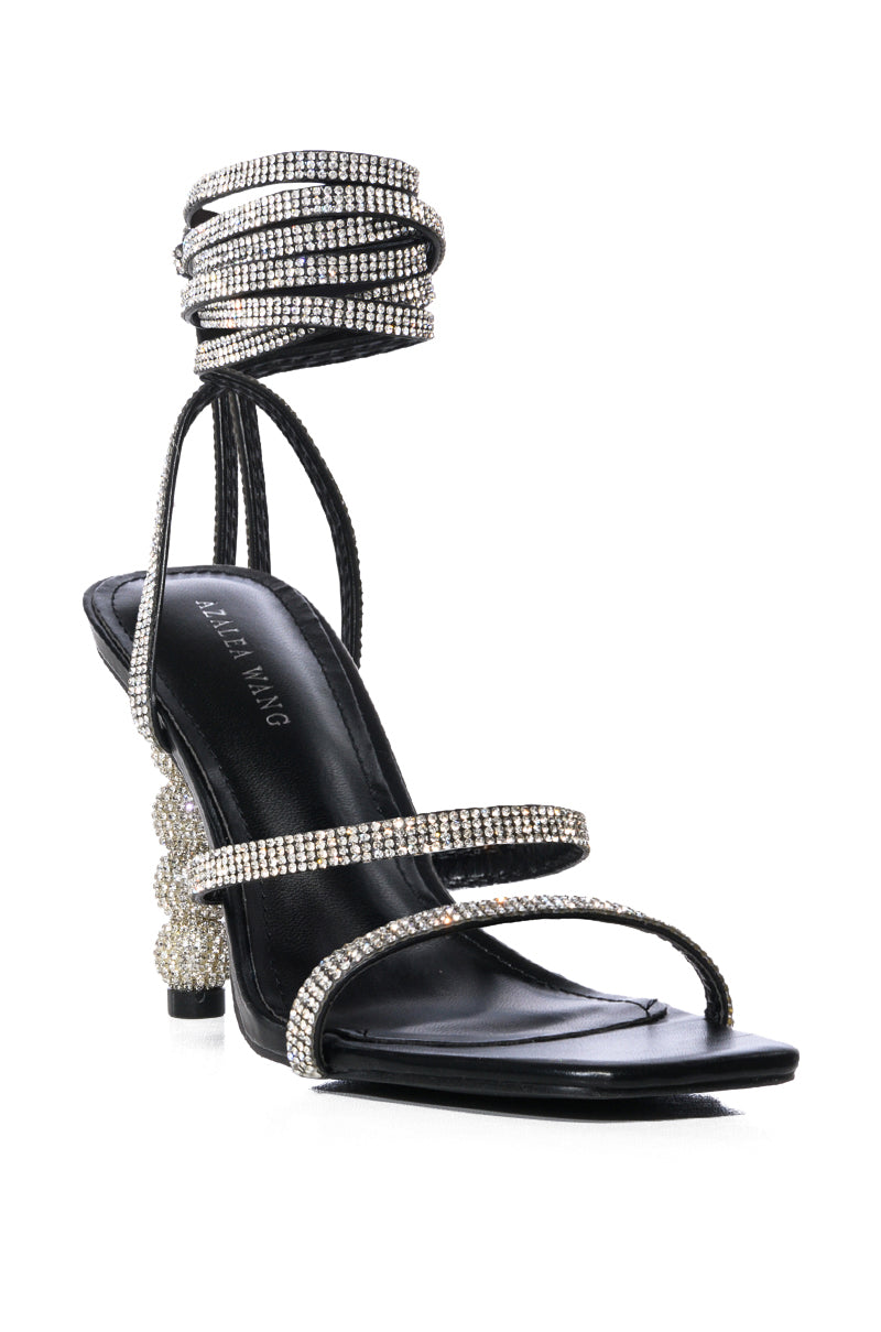 AZALEA WANG LIVANA BLACK RHINESTONE HEEL