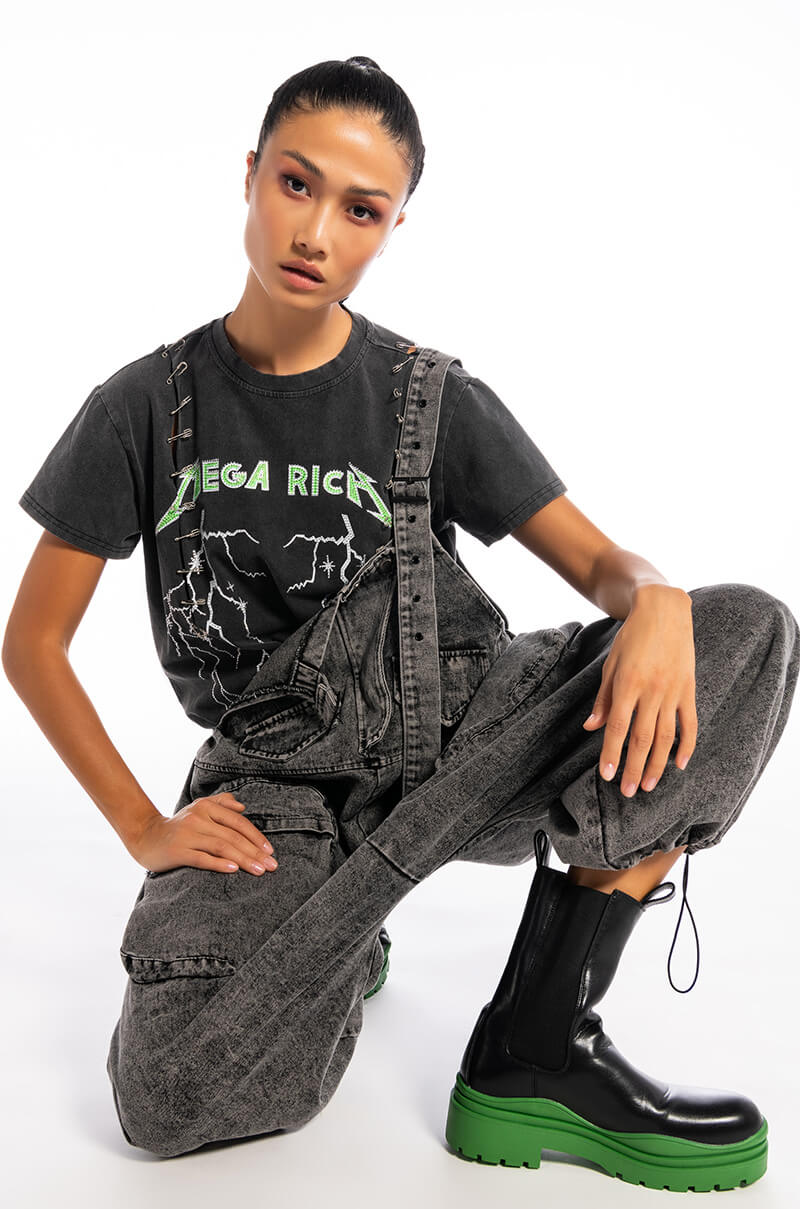 JUST LIKE THAT BAGGY FIT OVERALLS IN CHARCOAL