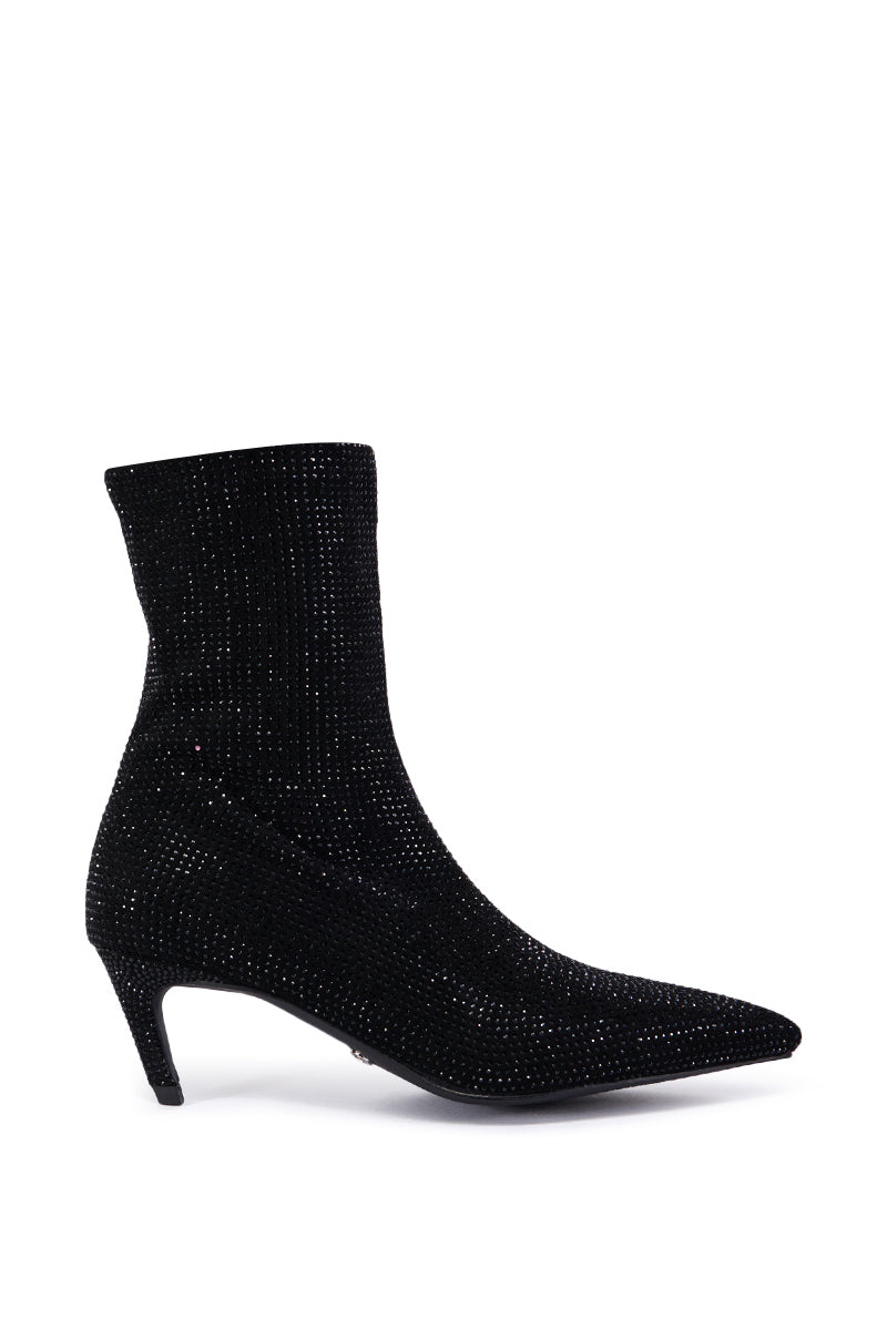 AZALEA WANG NEROLA BLACK RHINESTONE BOOTIE