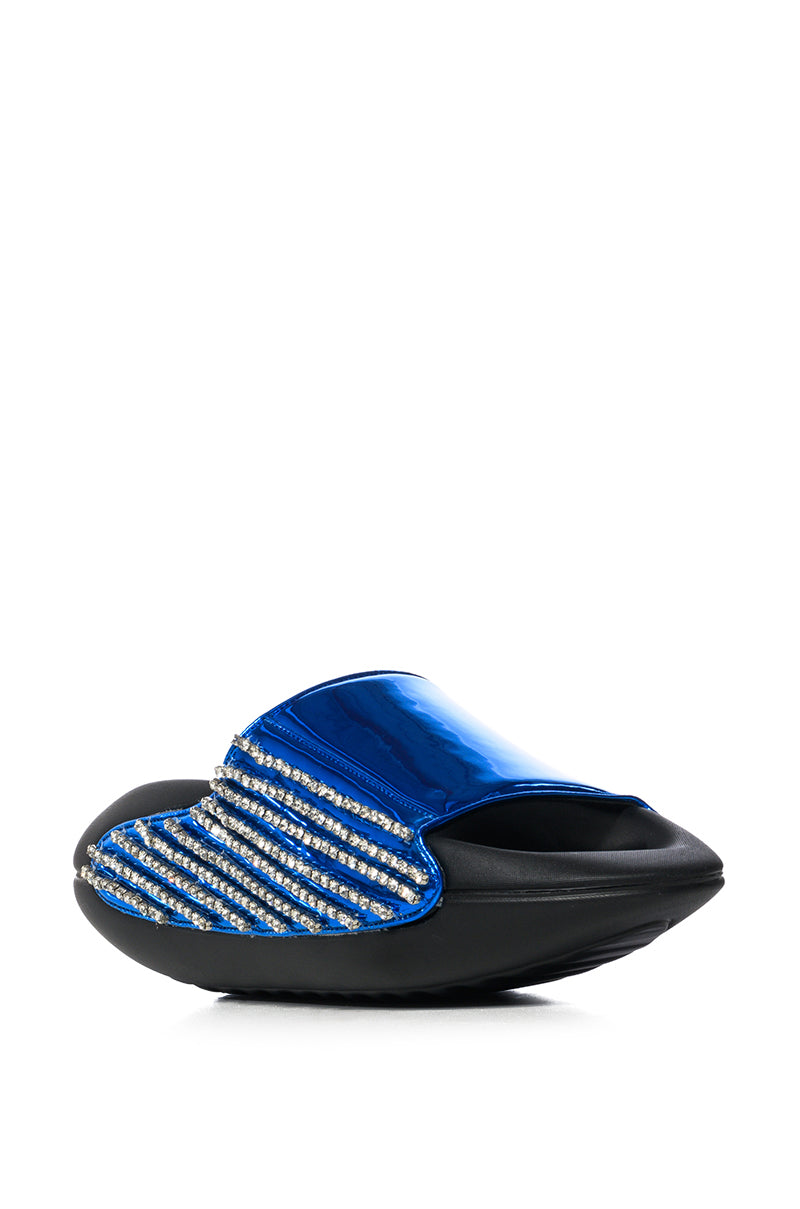 AKIRA BUGGY BLUE METALLIC EMBELLISHED SLIDE