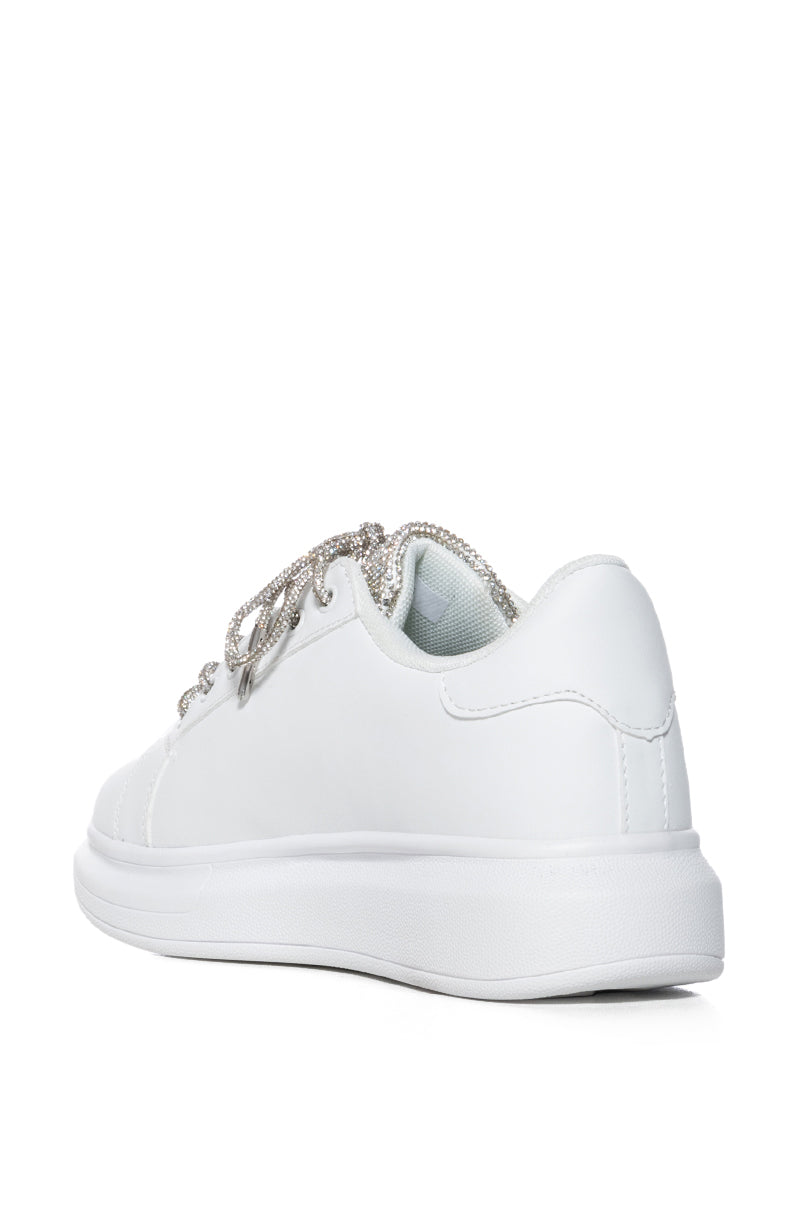 AZALEA WANG JANAN DIAMOND LACED SNEAKER IN WHITE