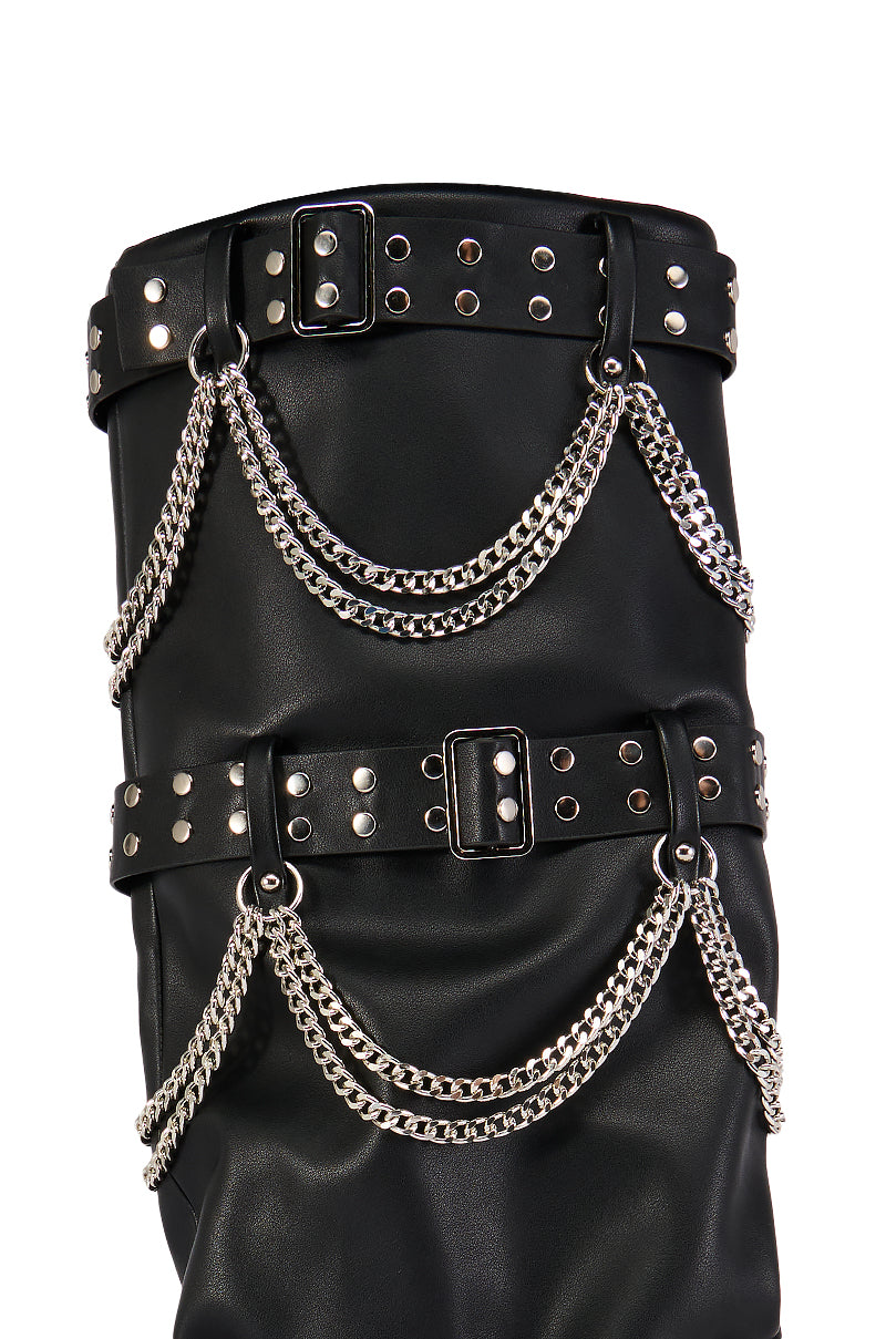 AZALEA WANG CHANDRA BLACK SILVER HARDWARE BOOT