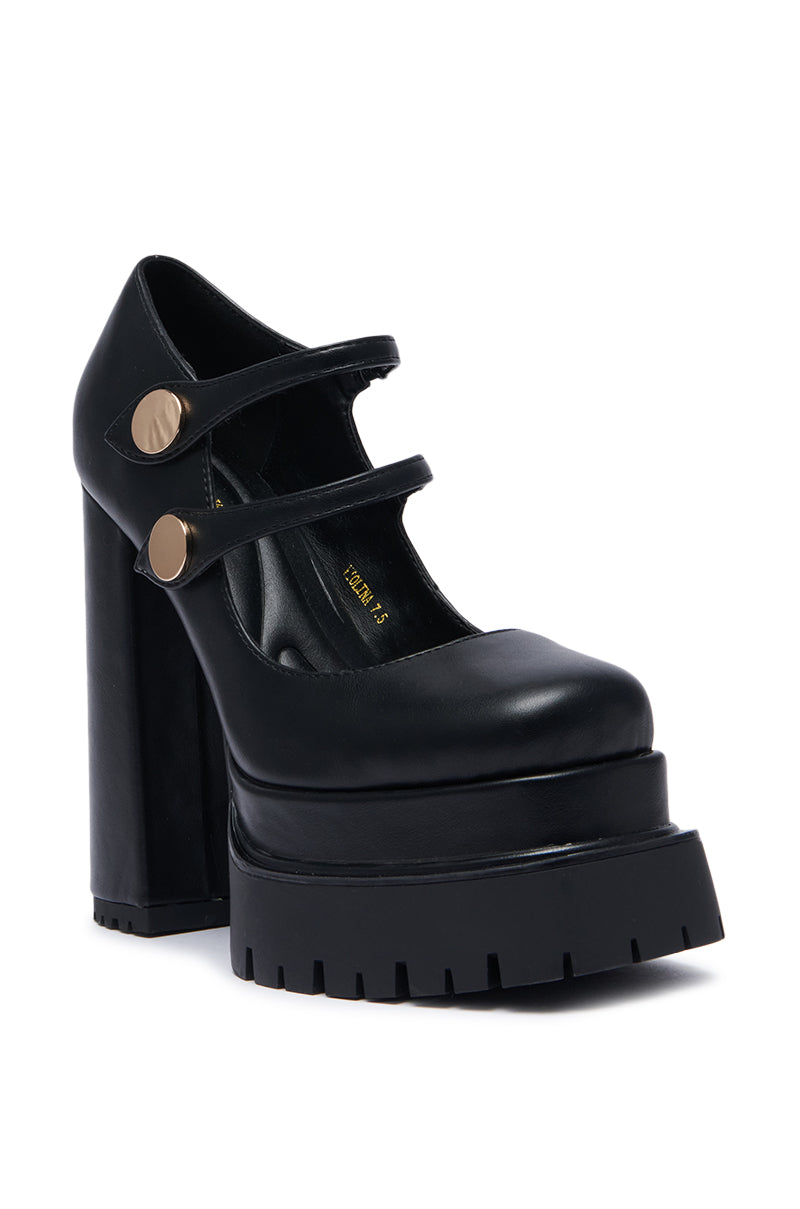 AZALEA WANG VIOLINA BLACK CHUNKY PLATFORM PUMP