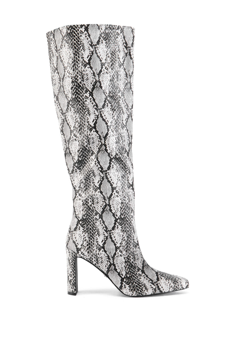 AZALEA WANG GILROY SNAKE CHUNKY HEEL BOOT