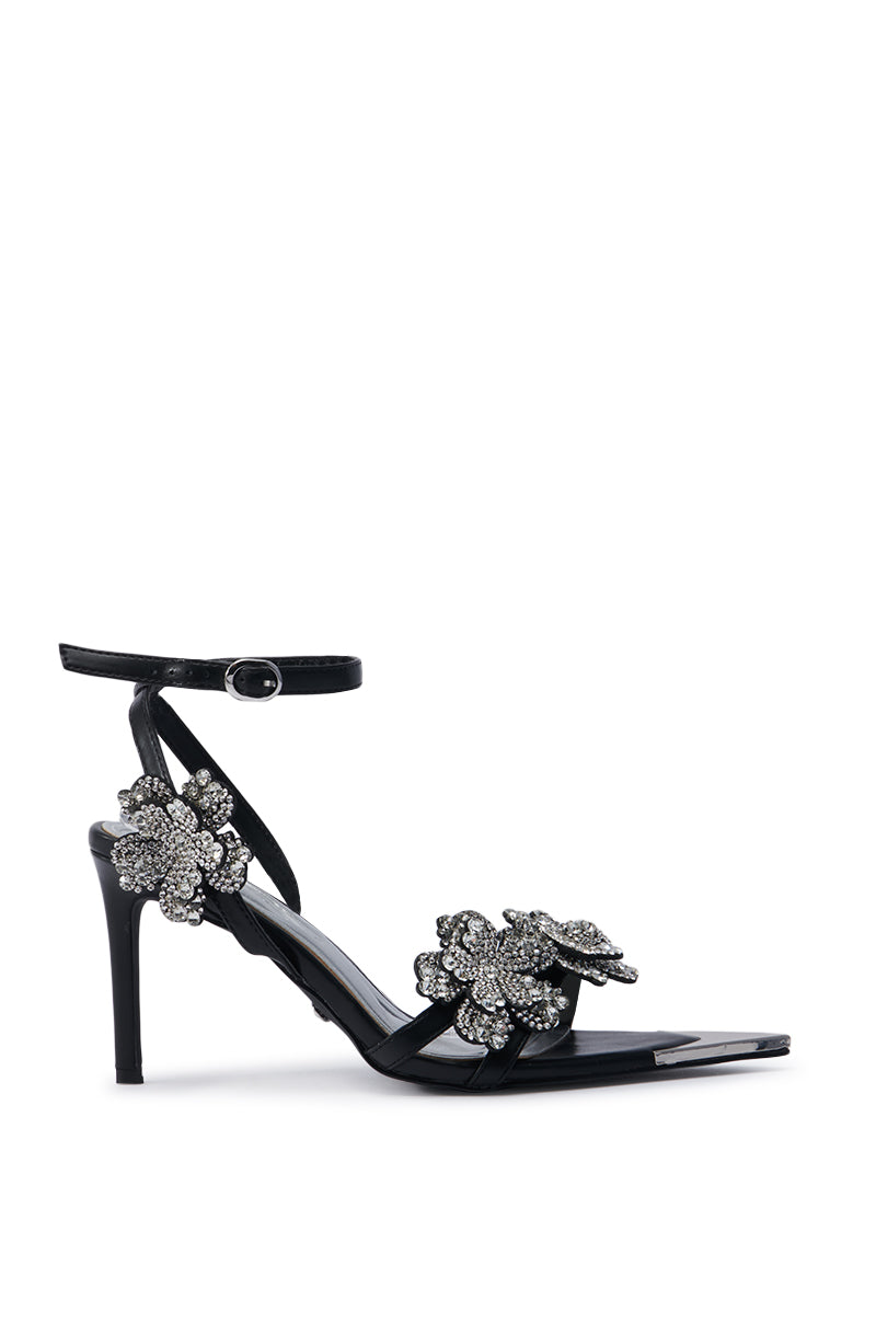 AZALEA WANG NJEMA FLOWER EMBELLISHED STILETTO SANDAL