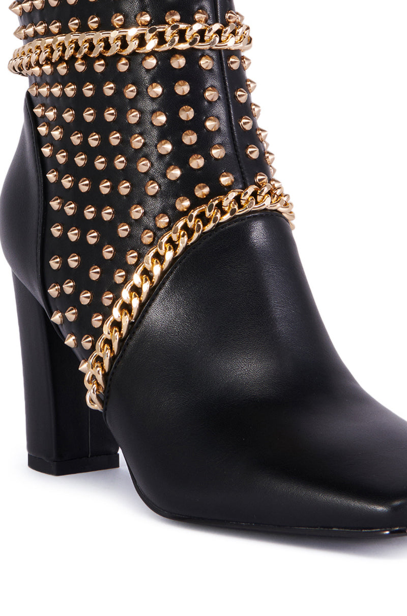 AZALEA WANG PANCHO BLACK EMBELLISHED BOOTIE