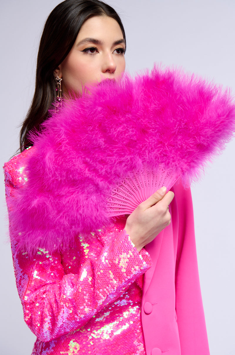 PINK PARTY FEATHER FAN
