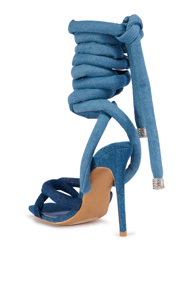 ASTRID DENIM LACE UP SANDAL