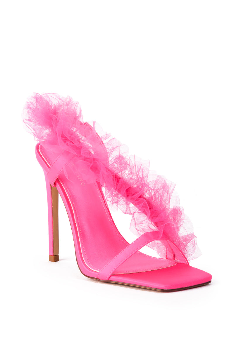 AZALEA WANG GRAPEFRUIT TULLE STILETTO SANDAL IN PINK