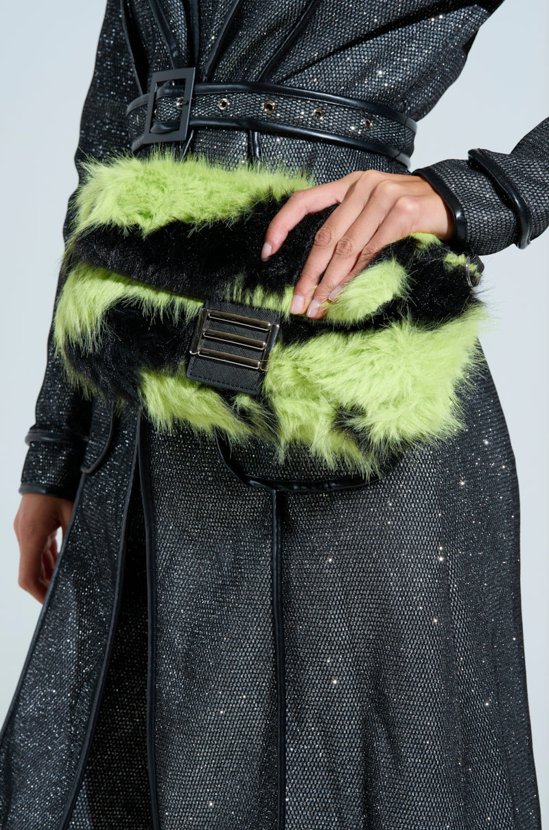 WILD DREAMS ZEBRA FAUX FUR PURSE