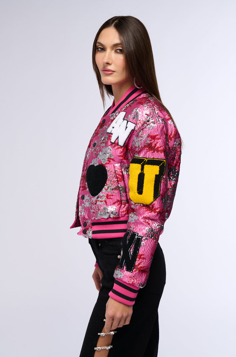 JACQUARD VARSITY BOMBER