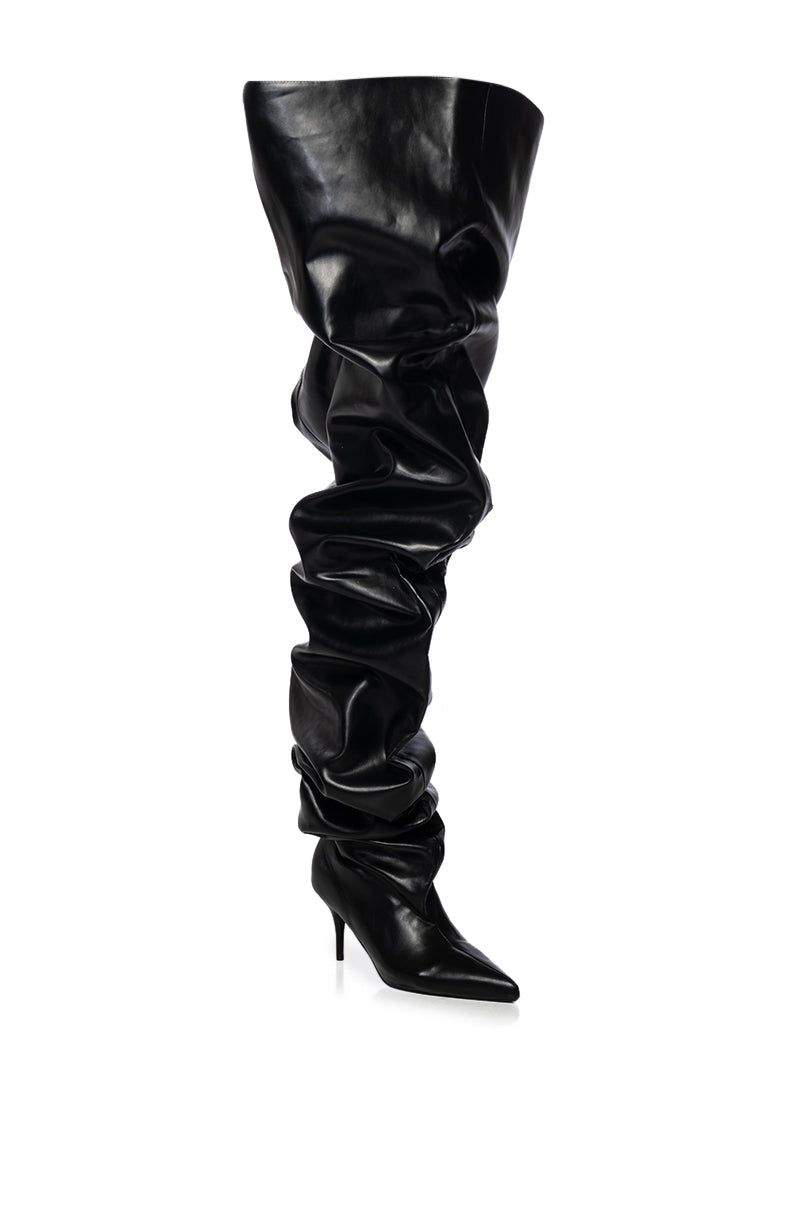 AZALEA WANG NEMY BLACK PU STILETTO BOOT