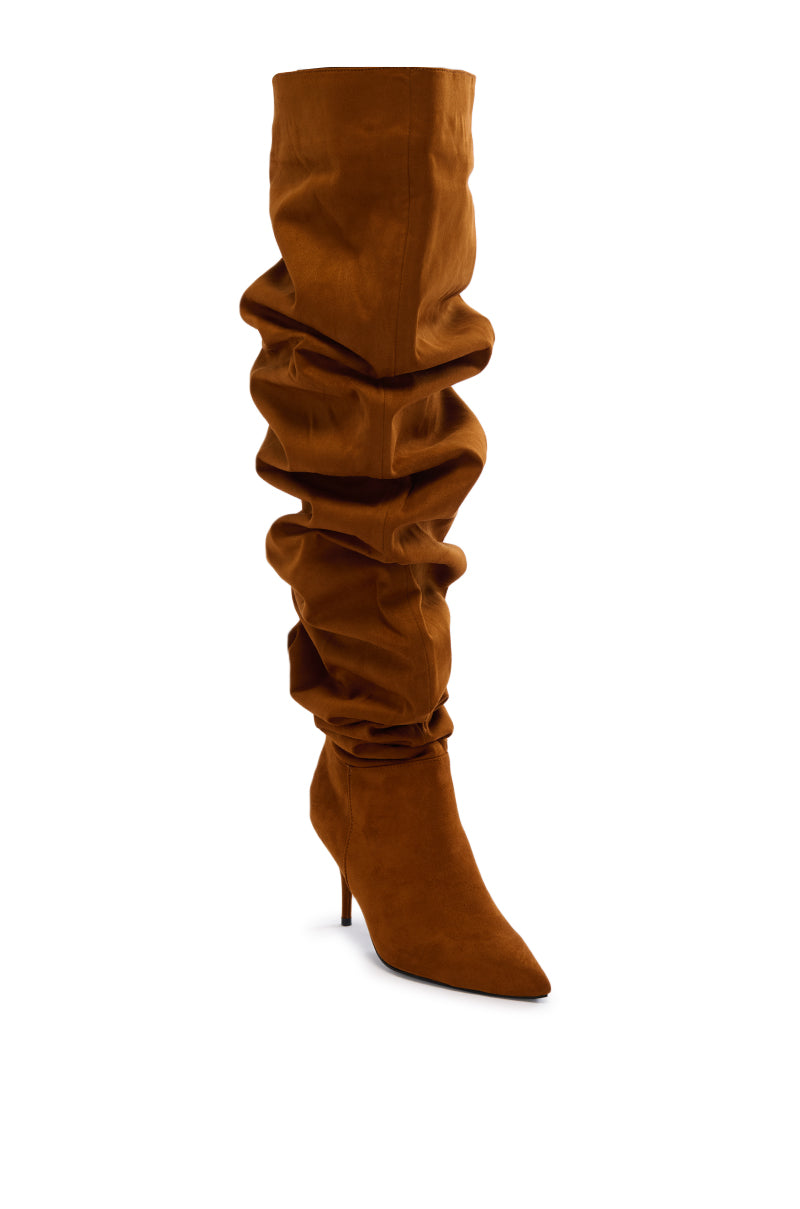 AZALEA WANG ZAKI TAN FAUX SUEDE SLOUCH BOOT