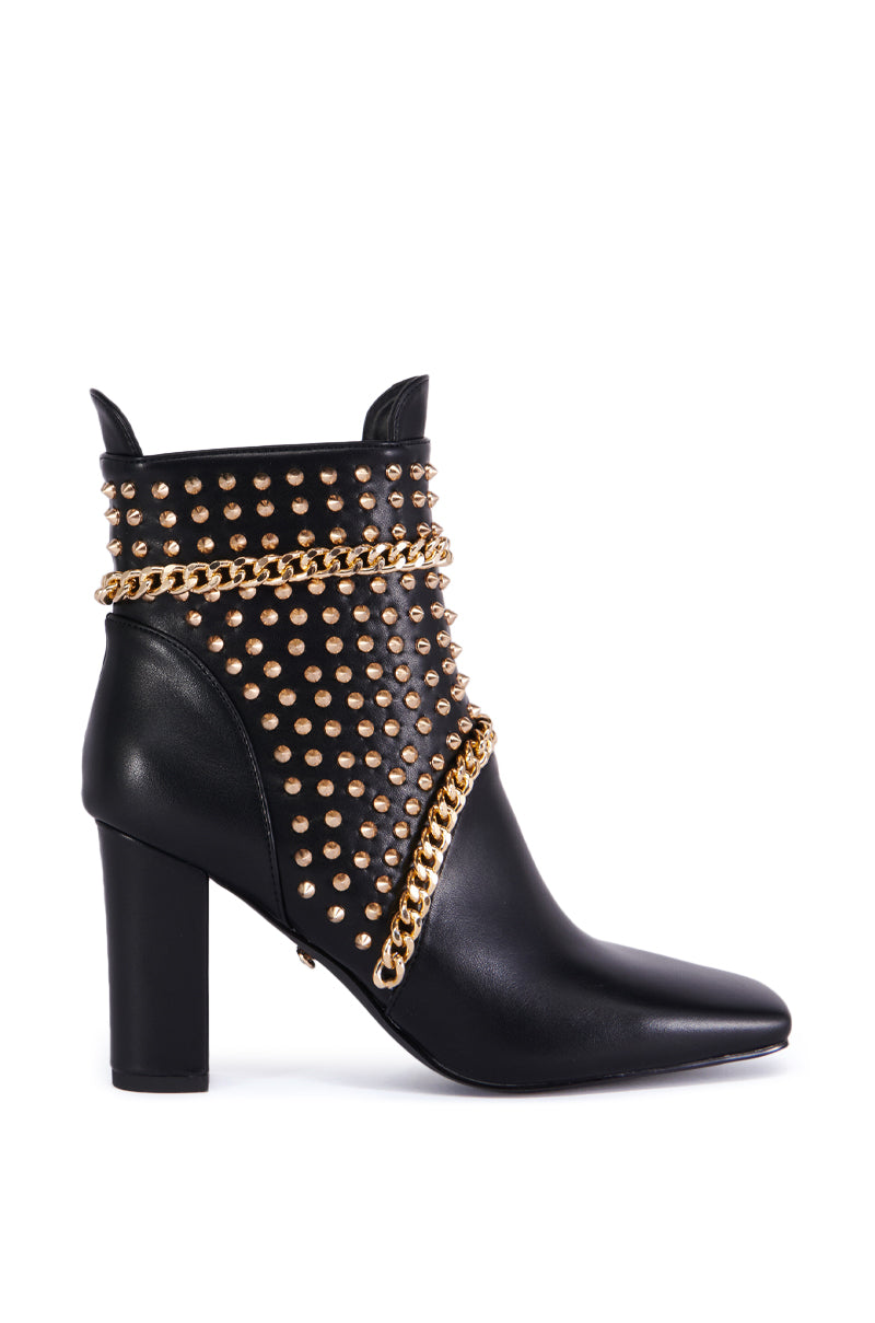 AZALEA WANG PANCHO BLACK EMBELLISHED BOOTIE