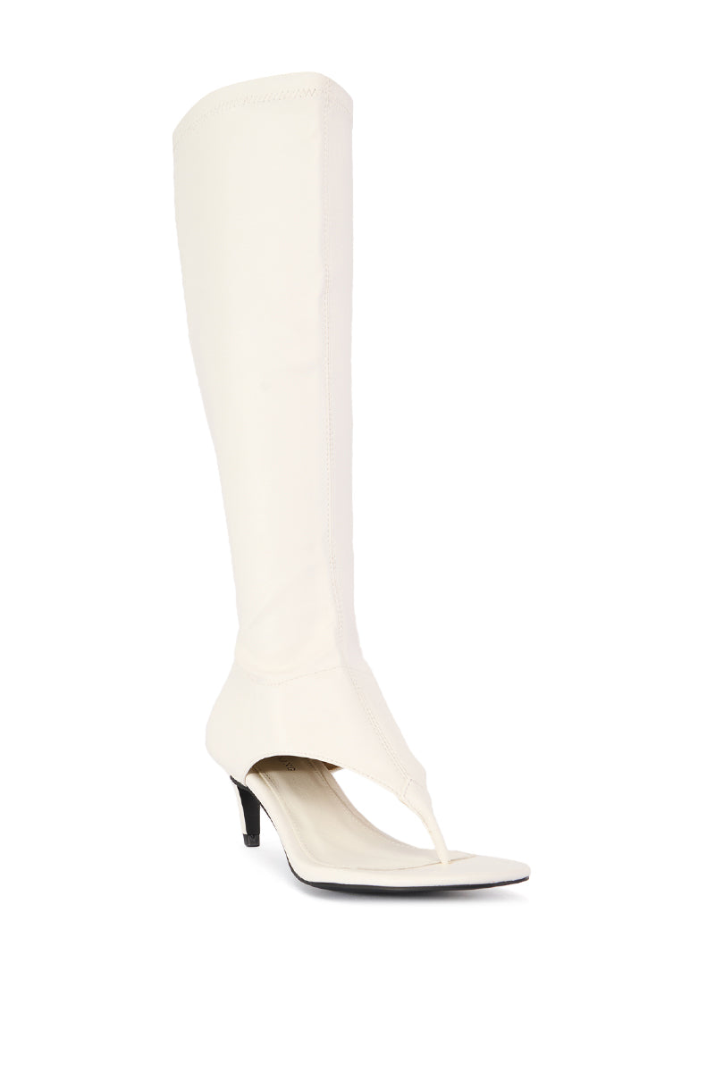 AZALEA WANG CECILE OPEN TOE SANDAL BOOT IN WHITE