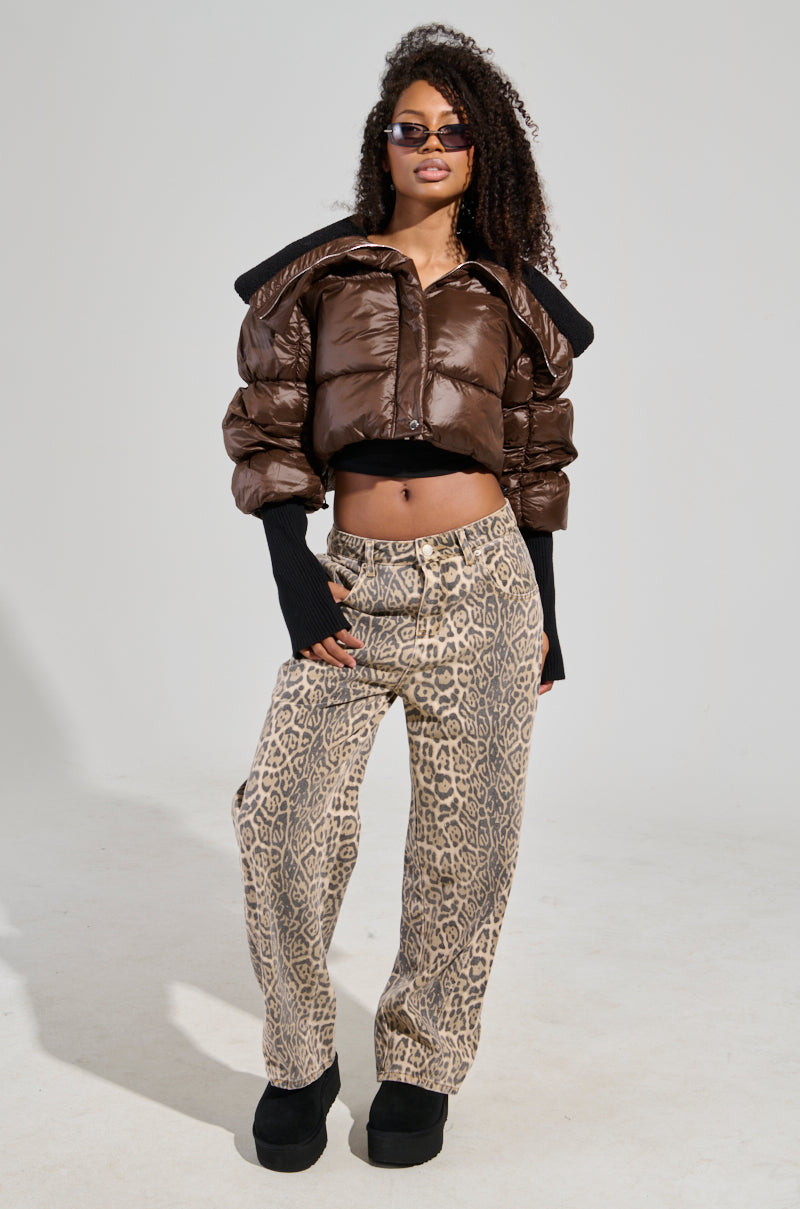 WILD CHILD LEOPARD PRINT DENIM JEANS