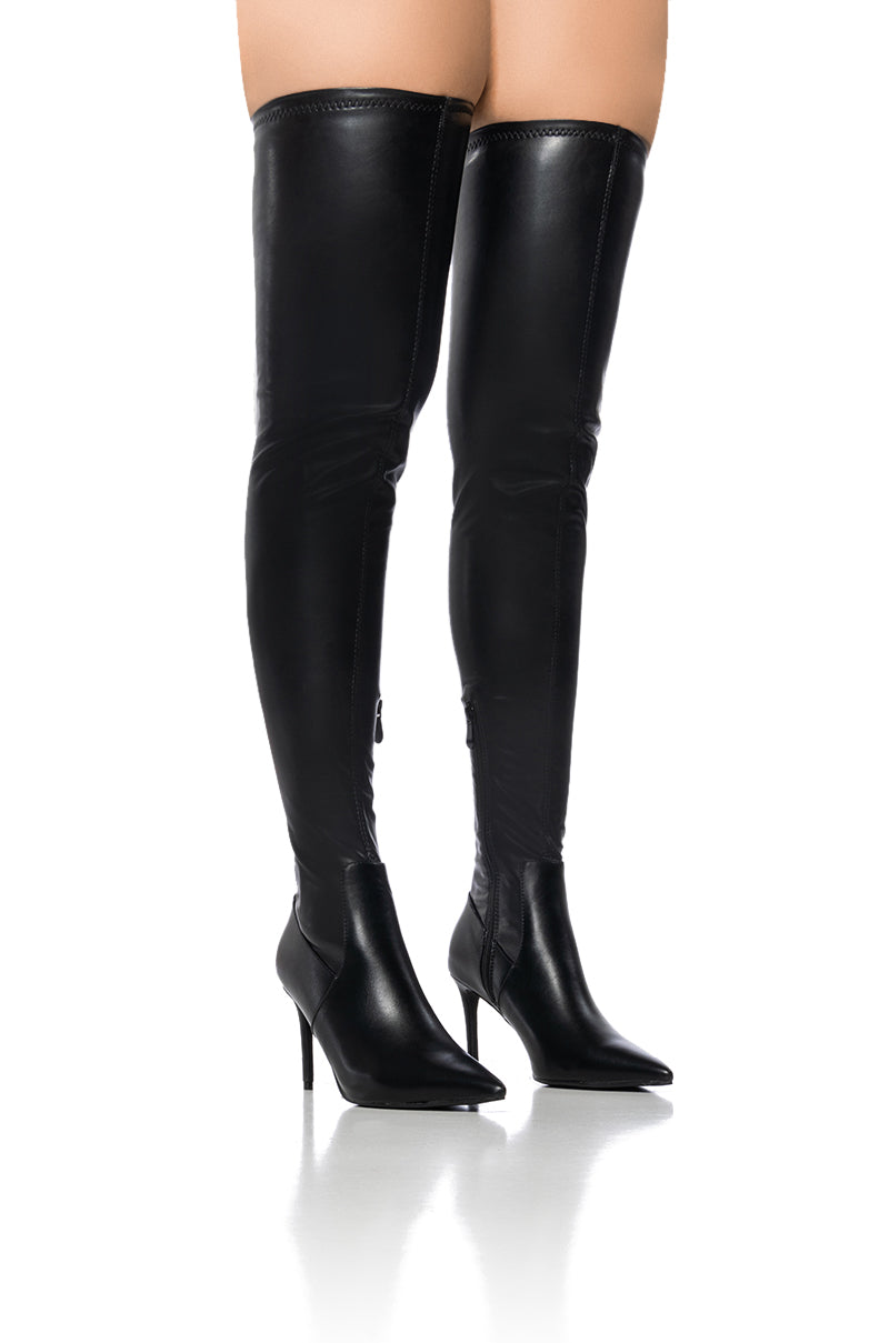 AZALEA WANG DROP IT LOW THIGH HIGH BOOT WITH 4 WAY STRETCH