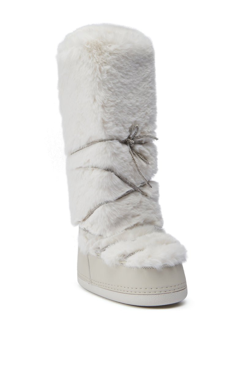 AZALEA WANG TAYTON BEIGE FUZZY FLAT KNEE HIGH BOOT