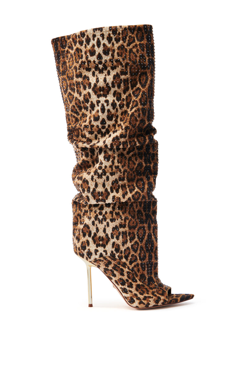 AZALEA WANG SPHYNX LEOPARD OPEN TOE BOOT