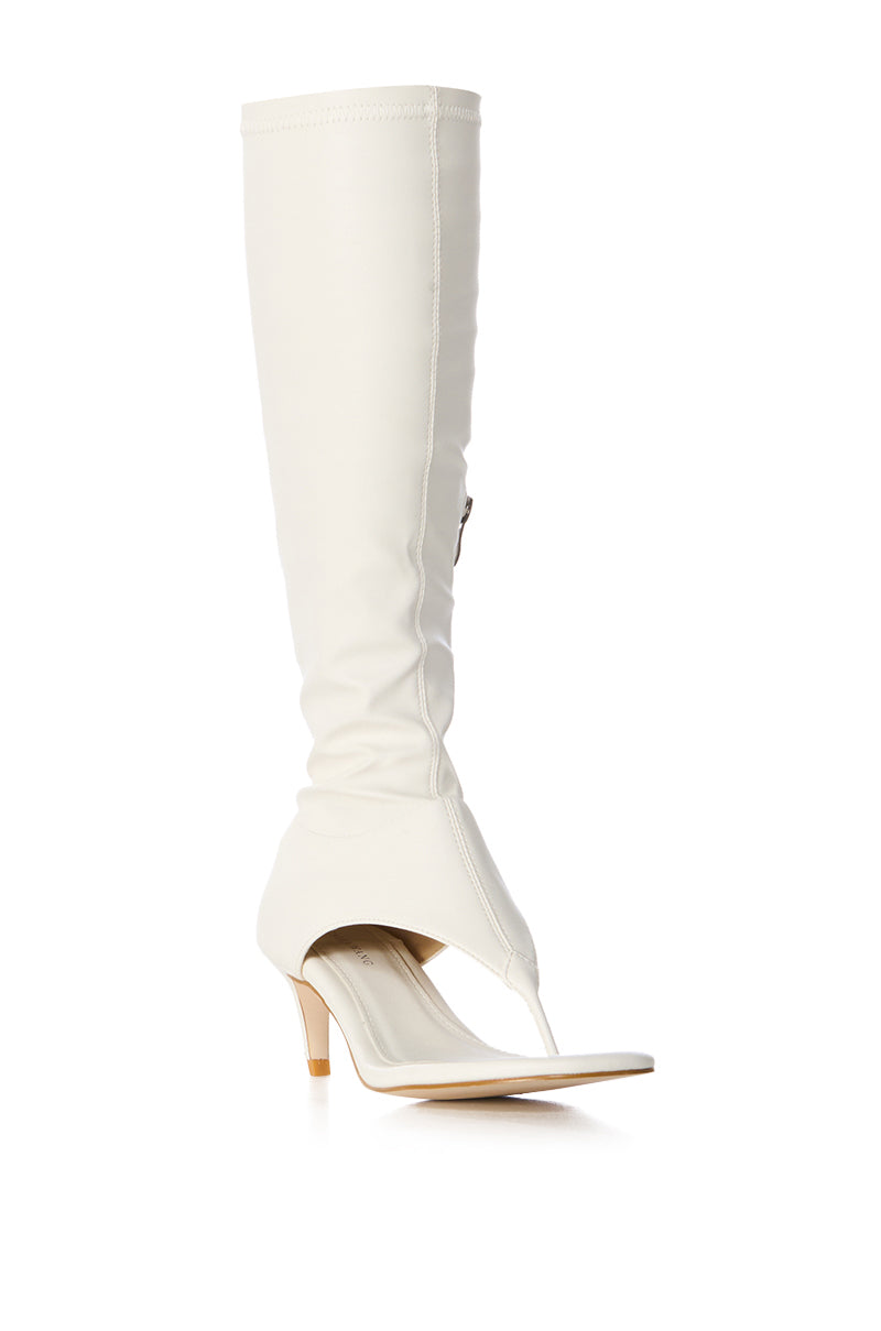 AZALEA WANG CECILE OPEN TOE SANDAL BOOT IN WHITE