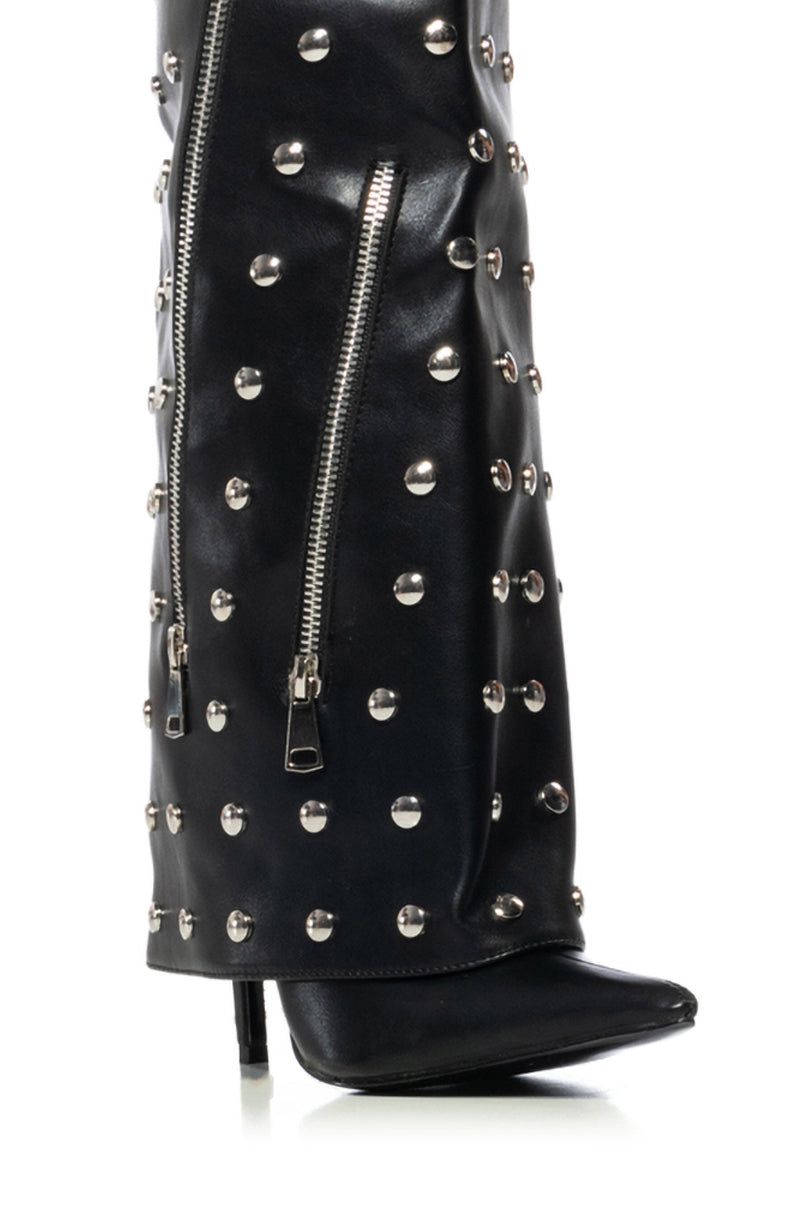 AZALEA WANG YOSHINO BLACK STUDDED BOOT