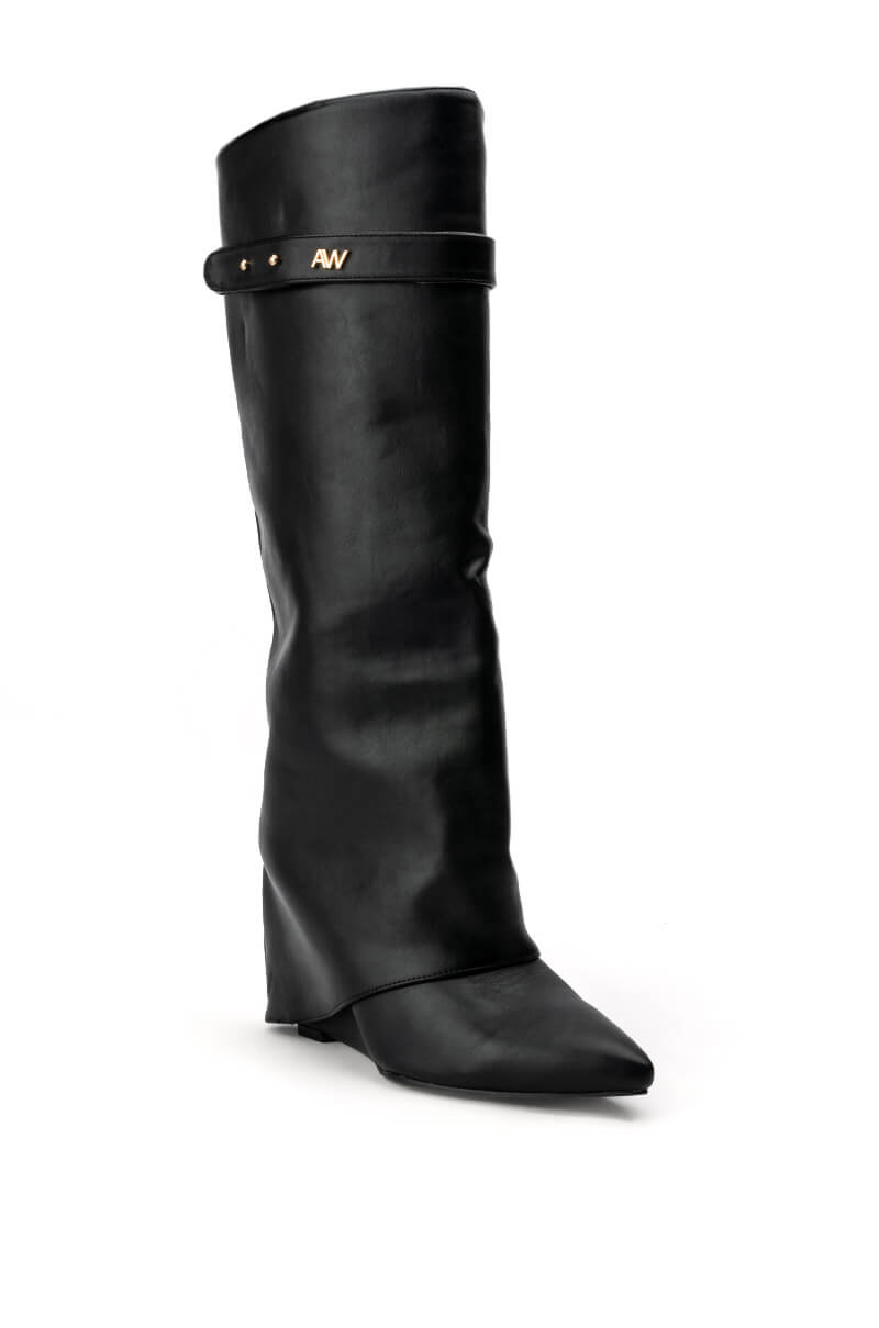 AZALEA WANG STUCK ON YOU WEDGE BOOT IN BLACK