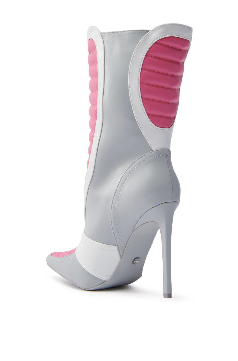 AZALEA WANG LORDEANA PINK SPORTY COCKTAIL BOOTIE