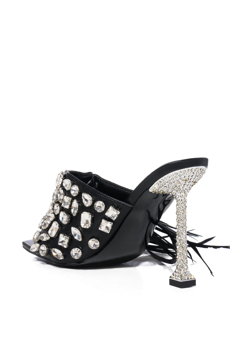 AZALEA WANG JOPLIN BLACK EMBELLISHED HEEL SANDAL