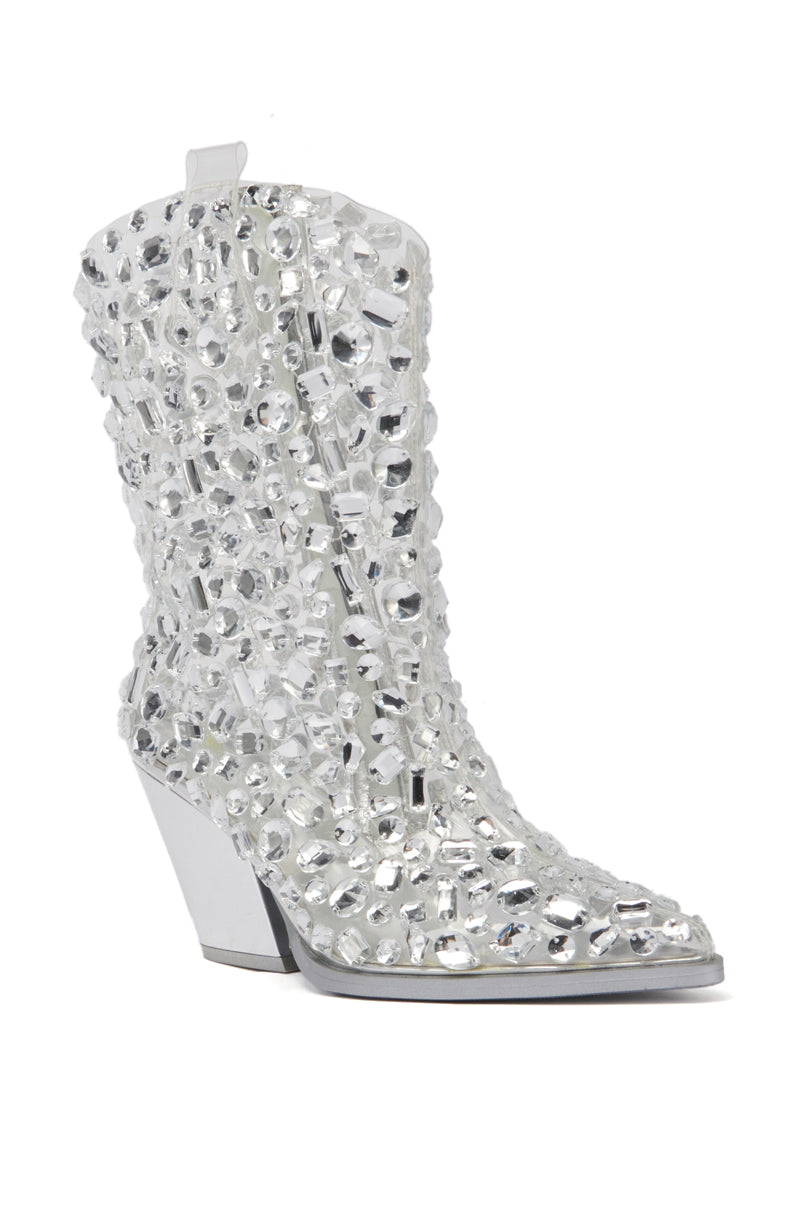 AZALEA WANG GEMMY PVC EMBELLISHED WESTERN BOOTIE