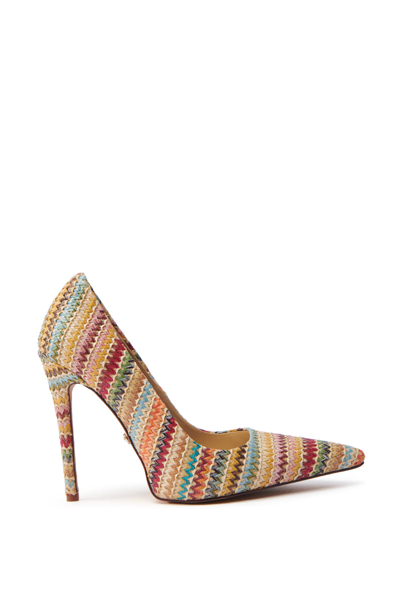 AZALEA WANG CORDULA MULTI RAFFIA STILETTO PUMP