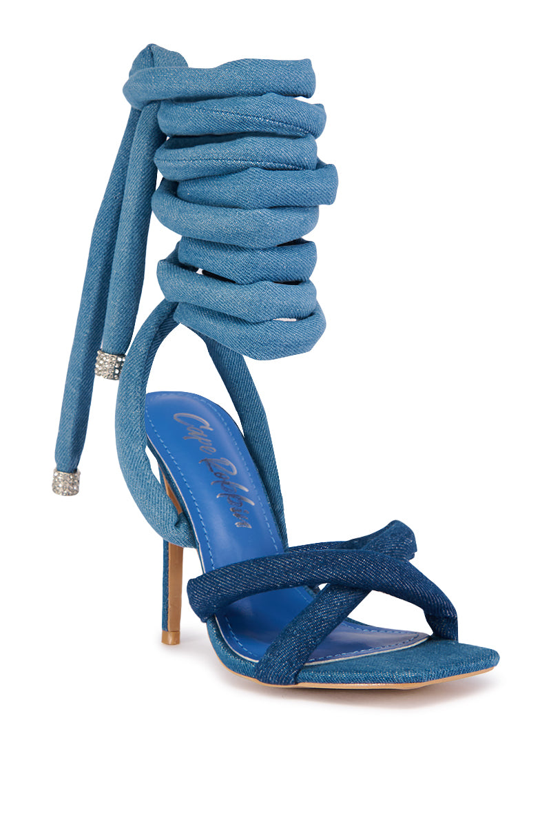 ASTRID DENIM LACE UP SANDAL