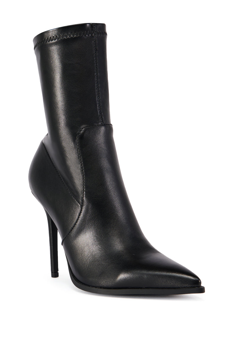 AZALEA WANG KATHERINE PU STILETTO BOOTIE WITH 4 WAY STRETCH IN BLACK