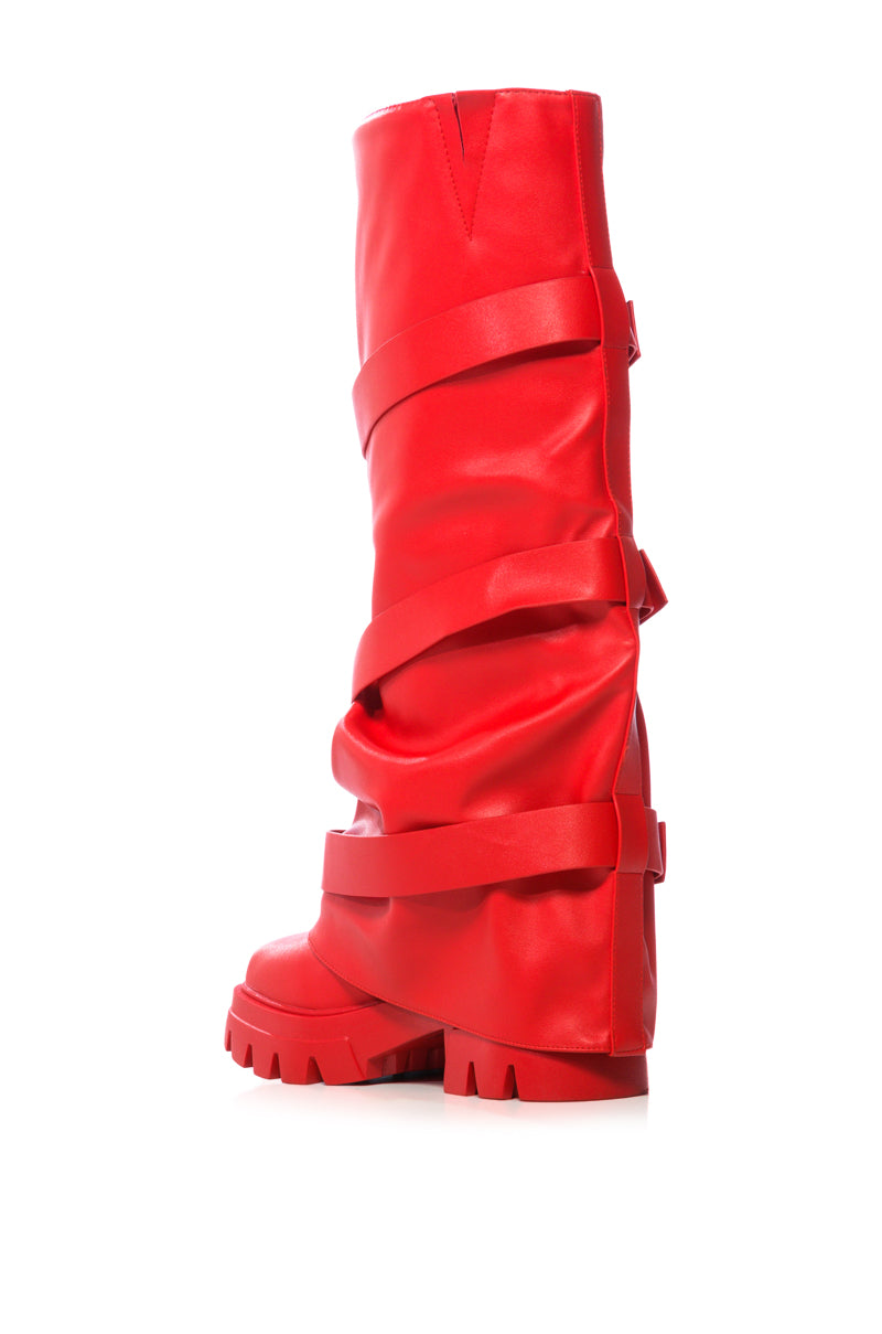 AZALEA WANG CHARNA RED INDUSTRIAL LOOK BOOT