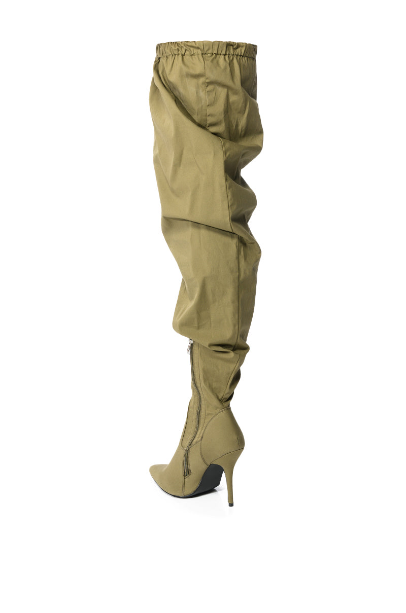 AZALEA WANG MANTIS BAGGY THIGH HIGH BOOT IN KHAKI