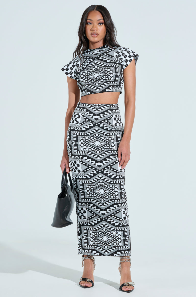 VACA MODE ABSTRACT MAXI SKIRT