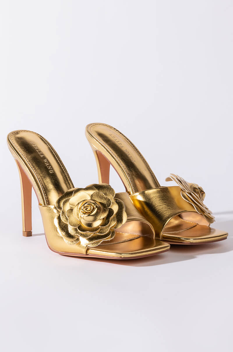 AZALEA WANG NICE GIRL STILETTO SANDAL IN GOLD