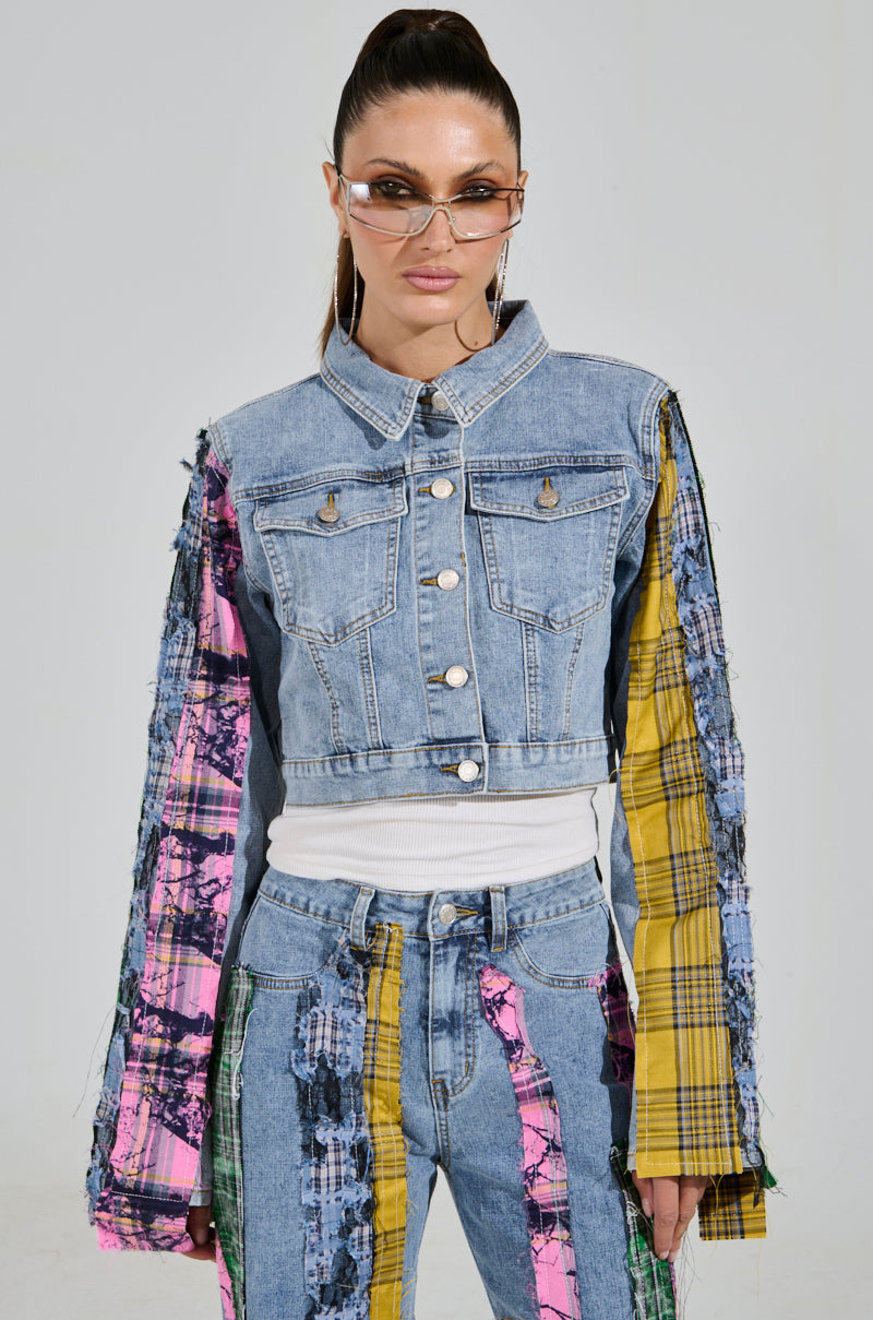 MAKING WAVES PATCHWORK DENIM JACKET