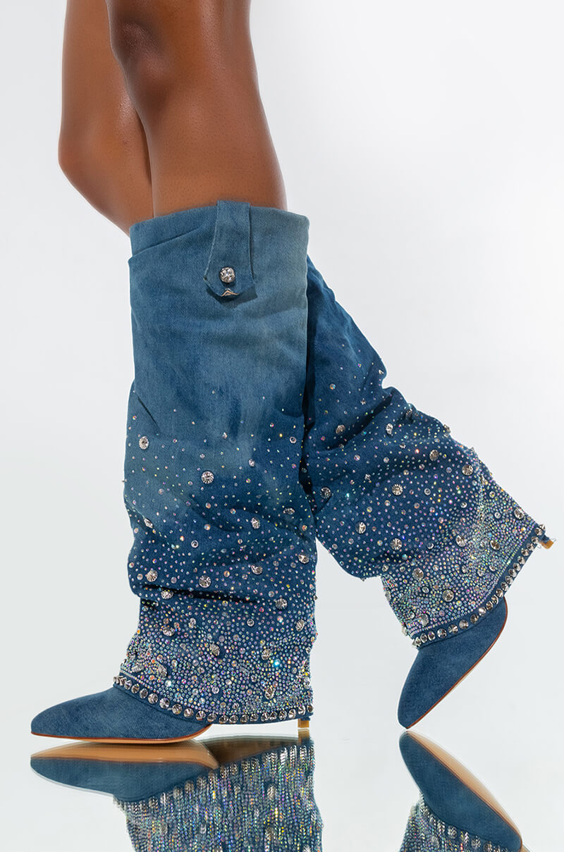 AZALEA WANG SWEET LIKE SUGAR STILETTO BOOT IN DENIM