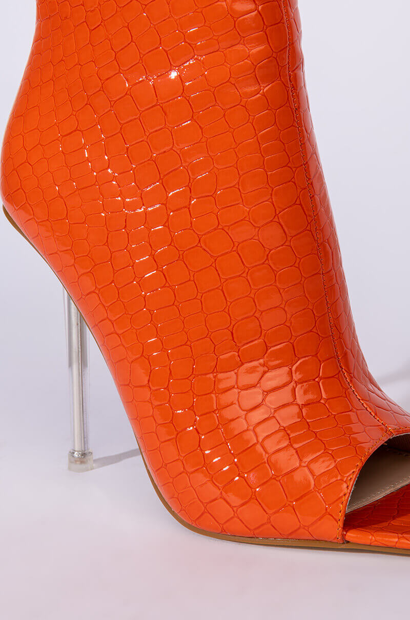 AZALEA WANG ALL YOUR LOVE STILETTO BOOTIE IN ORANGE